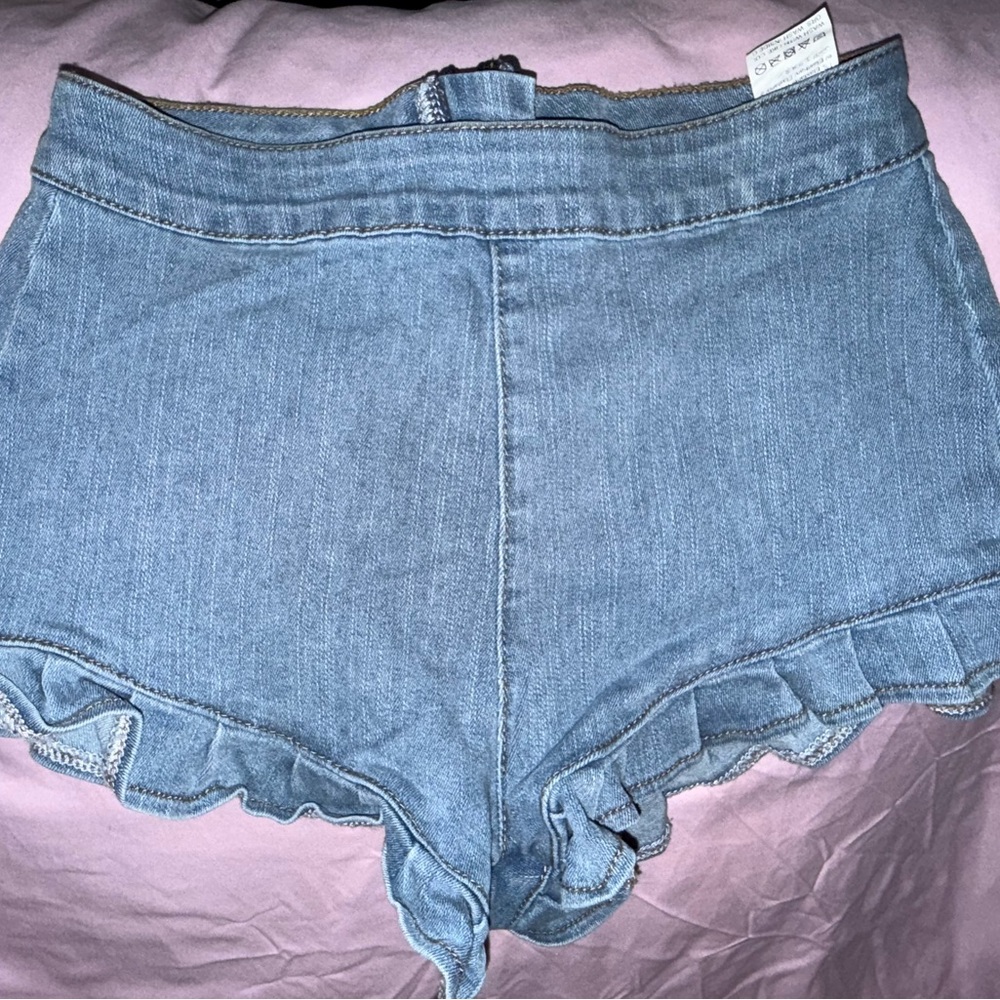 SHEIN Blue Jean Shorts with Frayed Hems